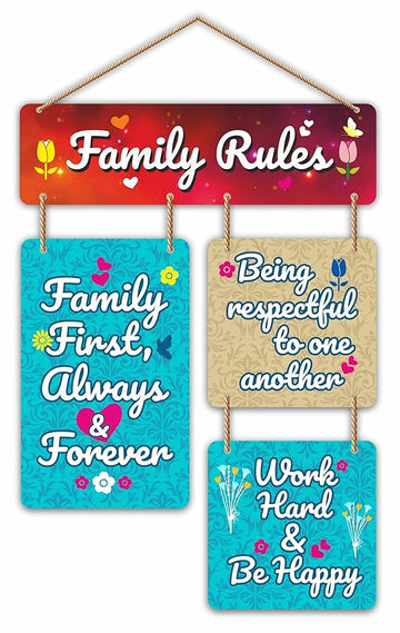 Nivaraprint Wooden Wall Hanging for Home Decoration | Family Rules