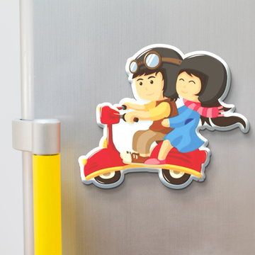 Nivaraprint Souvenir Wooden Fridge Magnet | Couple on bike