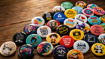 How button badges are made — finished custom button badges by Nivara Print
