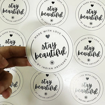 Packaging label stickers India — custom printed branding labels by Nivaraprint