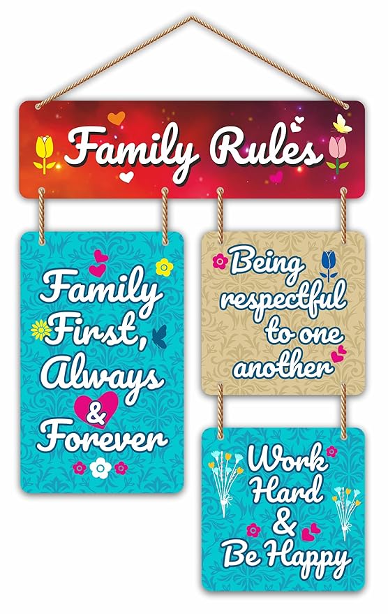 Nivaraprint Wooden Wall Hanging for Home Decoration | Family Rules