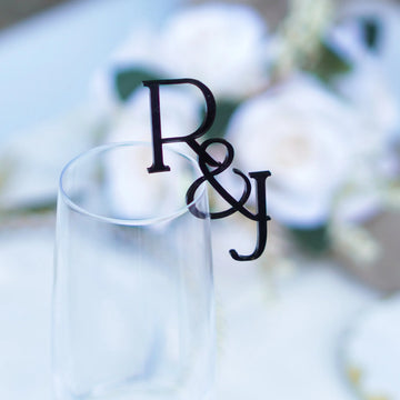 Acrylic Wedding Drink Toppers | Personalised Wine Glass & Cake Toppers
