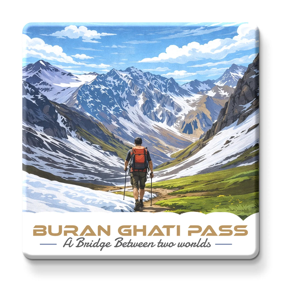 Nivaraprint Souvenir Wooden Fridge Magnet – BURAN GHATI PASS Trek India