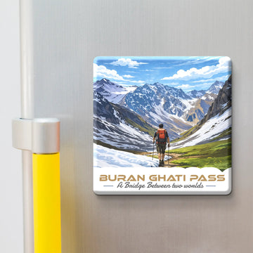 Nivaraprint Souvenir Wooden Fridge Magnet – BURAN GHATI PASS Trek India