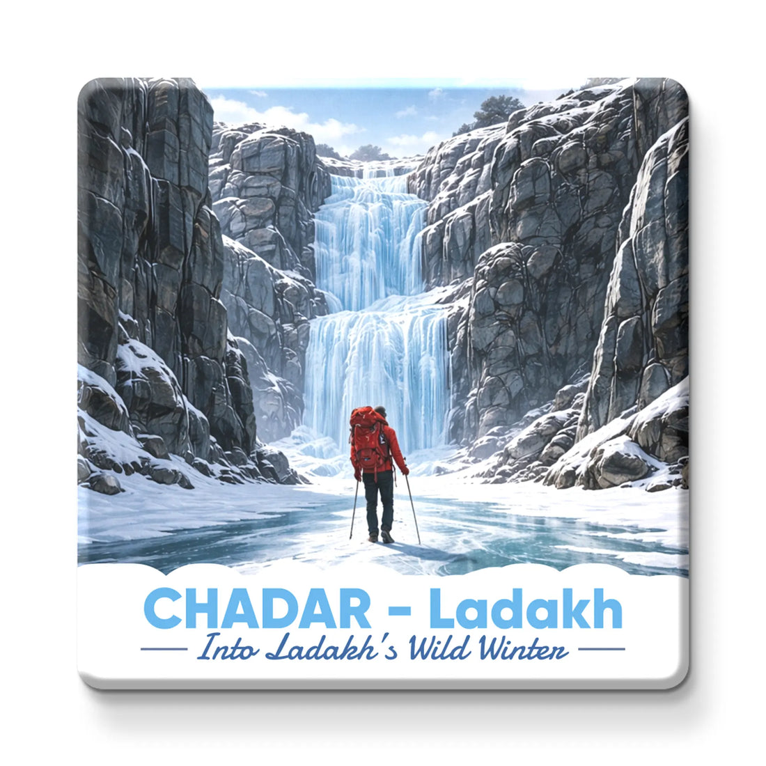 Nivaraprint Souvenir Wooden Fridge Magnet – CHADAR LADAKH Trek India