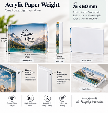 Acrylic Paper Weight for Office Study Table Office Table Top Novelty Gifting Showpiece Desktop Flag Stationery Desktop Organizer Paper Weight