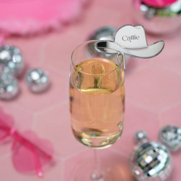 Personalised Cowgirl Hat Drink Tags | Custom Party Decoration