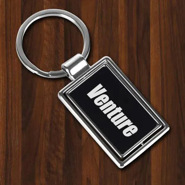 Customized Rectangle Rotating Metal Keychain With your logo | Product Code - 02 (550)
