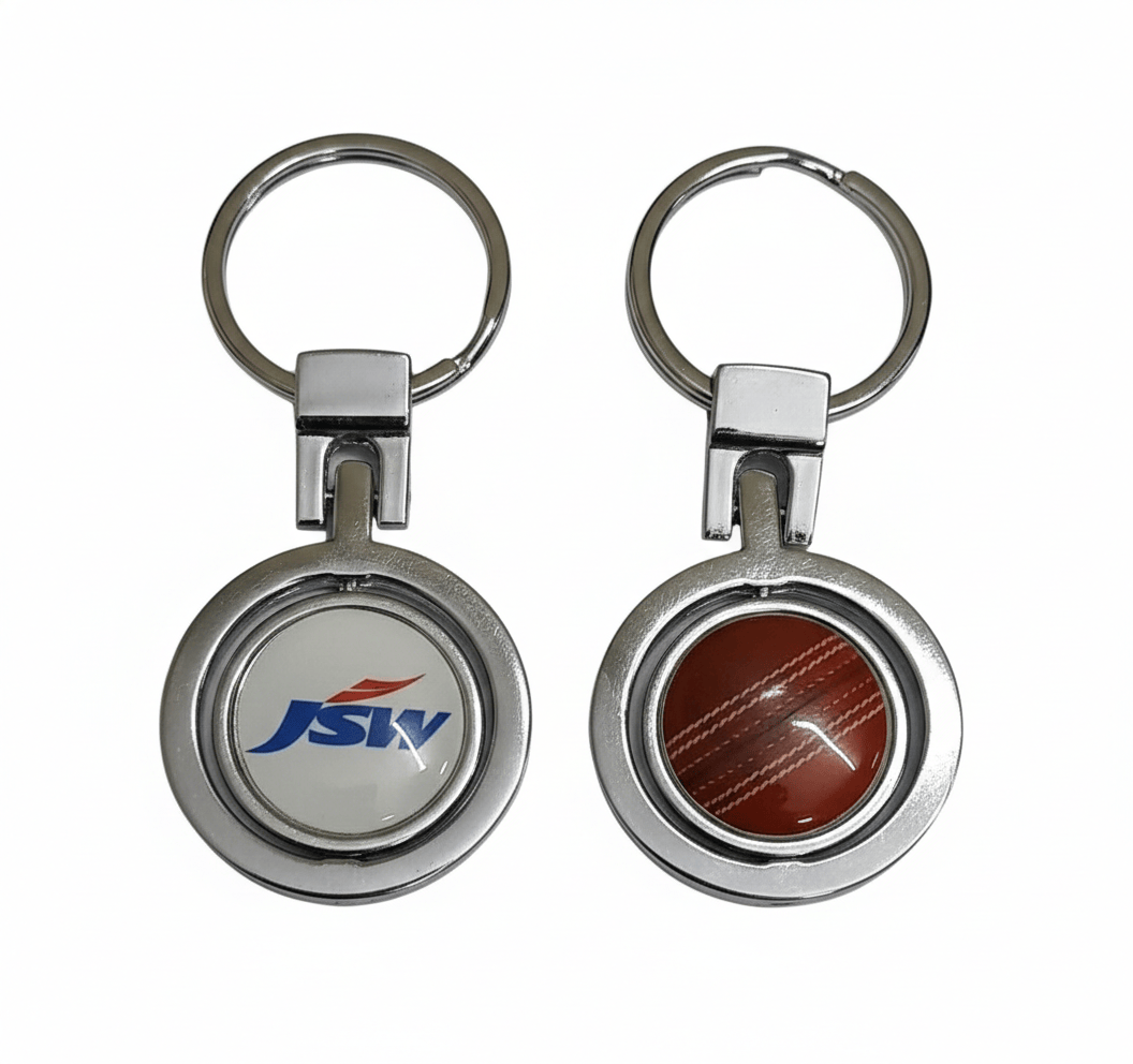 Customized Round Rotating Metal Keychain With Both Side your logo | Product Code - 03