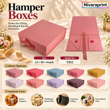 Nivaraprint Premium Plain Rigid Folding Gift Hamper Box TB - 12