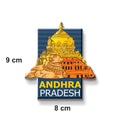 Fridge magnet with architectural design and 'Andhra Pradesh' text on a white background