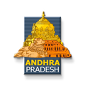 Fridge Magnet Andhra Pradesh with a temple and Nandi bull on a blue background