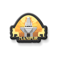 Magnet with a temple design and 'Manipur' text on a white background