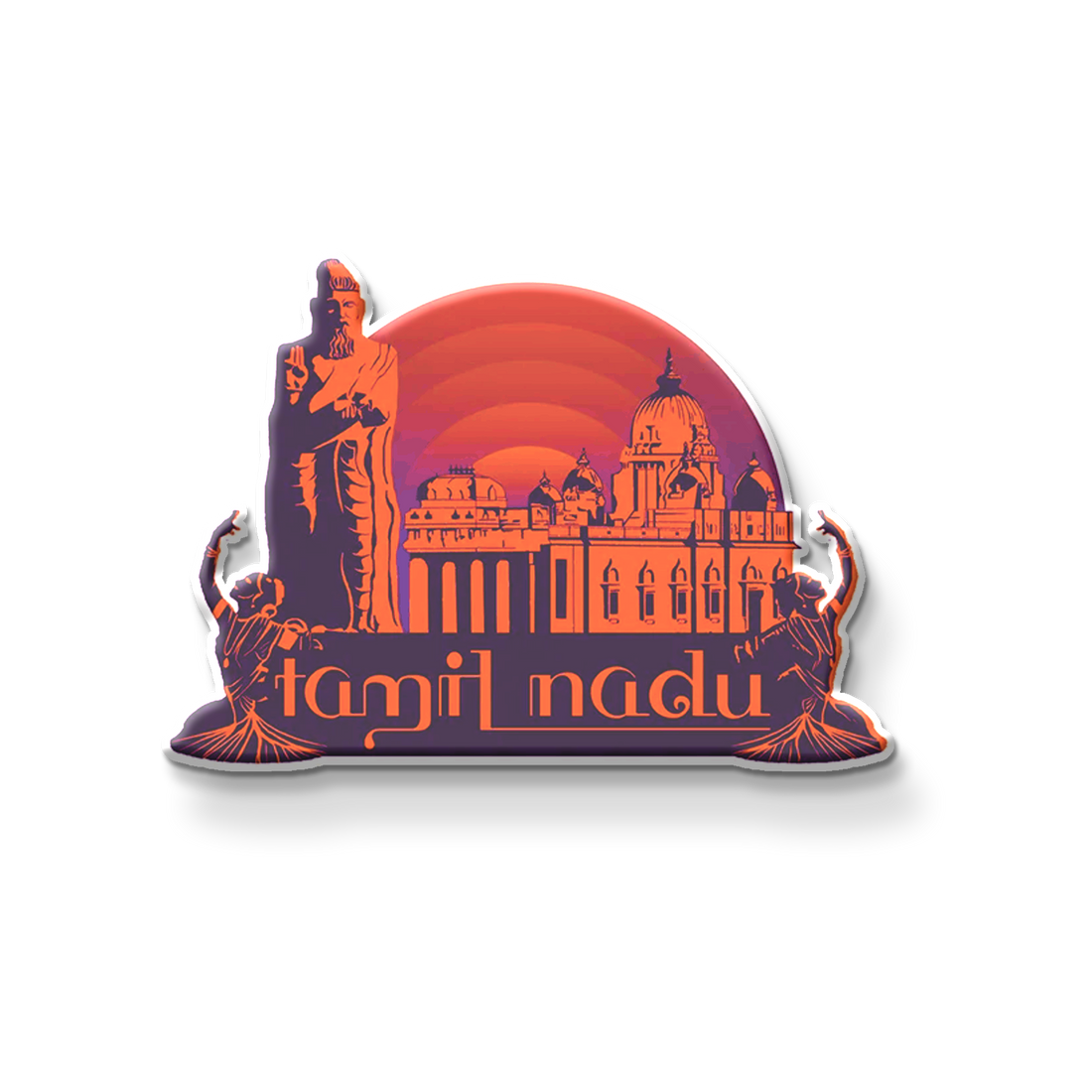 Fridge magnet with Tamil Nadu design on a refrigerator