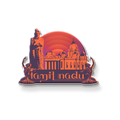 Decorative magnet with silhouette of Tamil Nadu landmarks on a white background