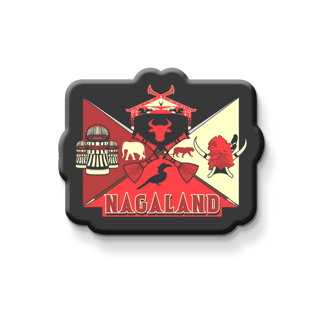 Fridge magnet with Nagaland design on a refrigerator