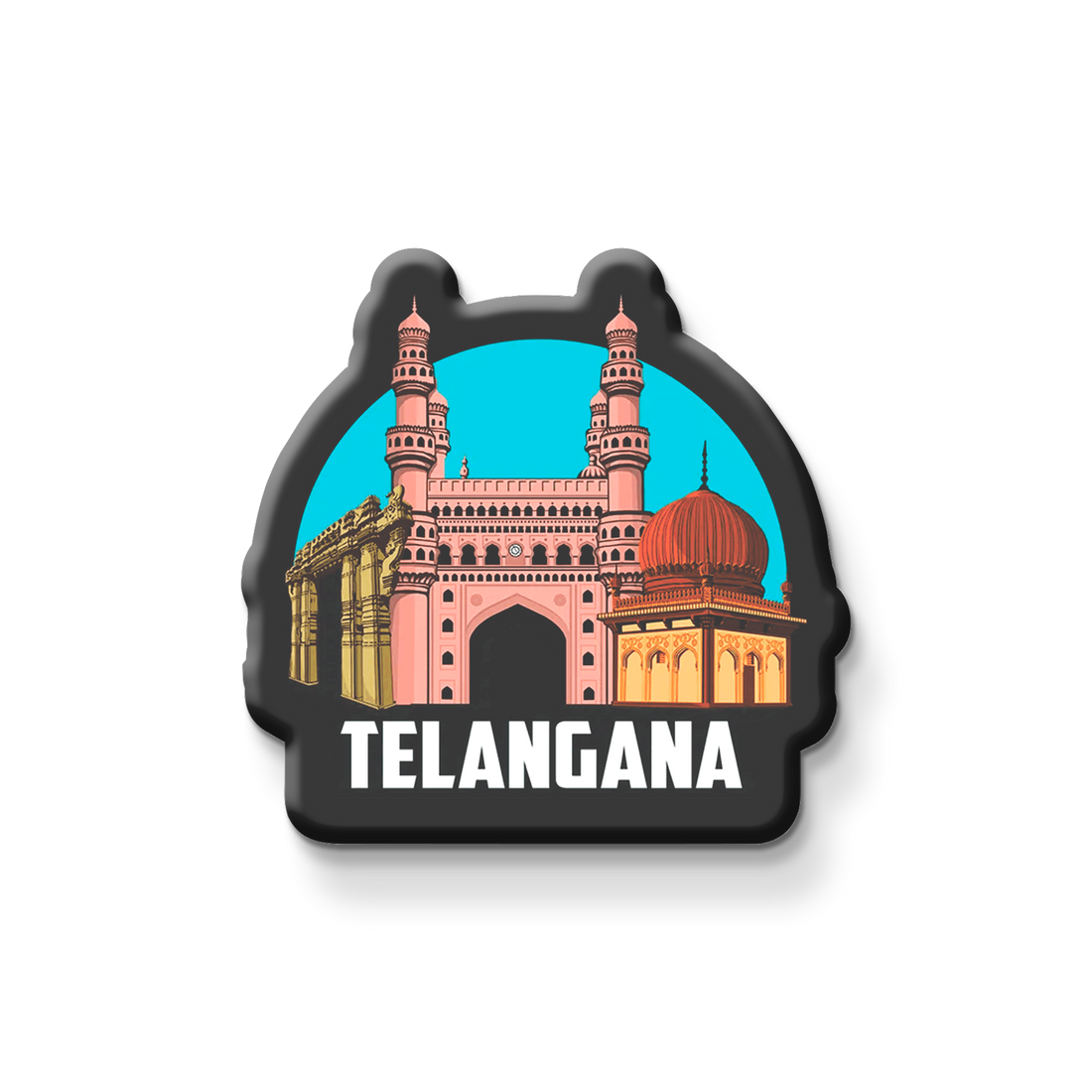 Fridge magnet with Telangana design on a refrigerator