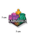 Colorful Karnataka state emblem with measurements on a white background