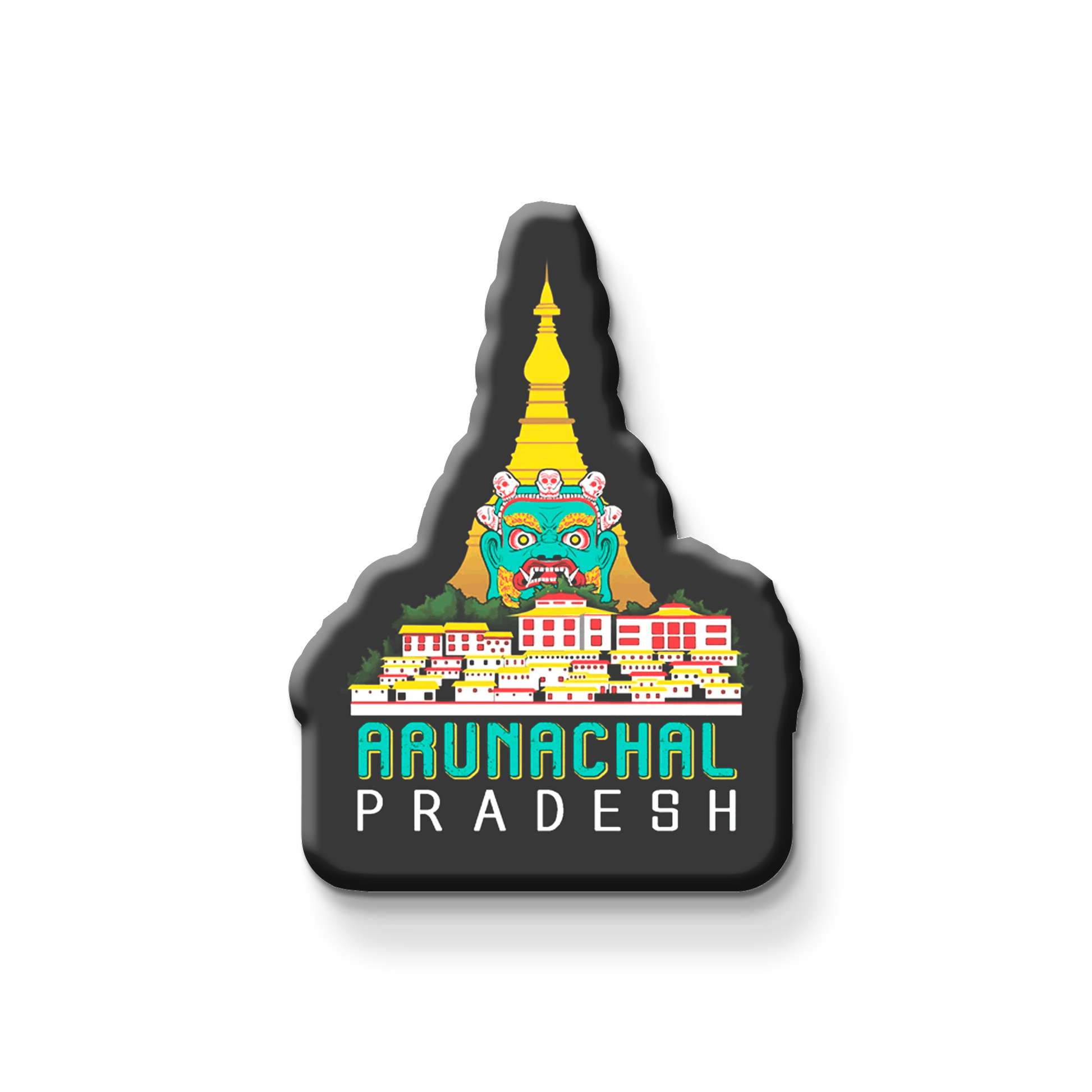 Fridge magnet with Arunachal Pradesh design on a white background