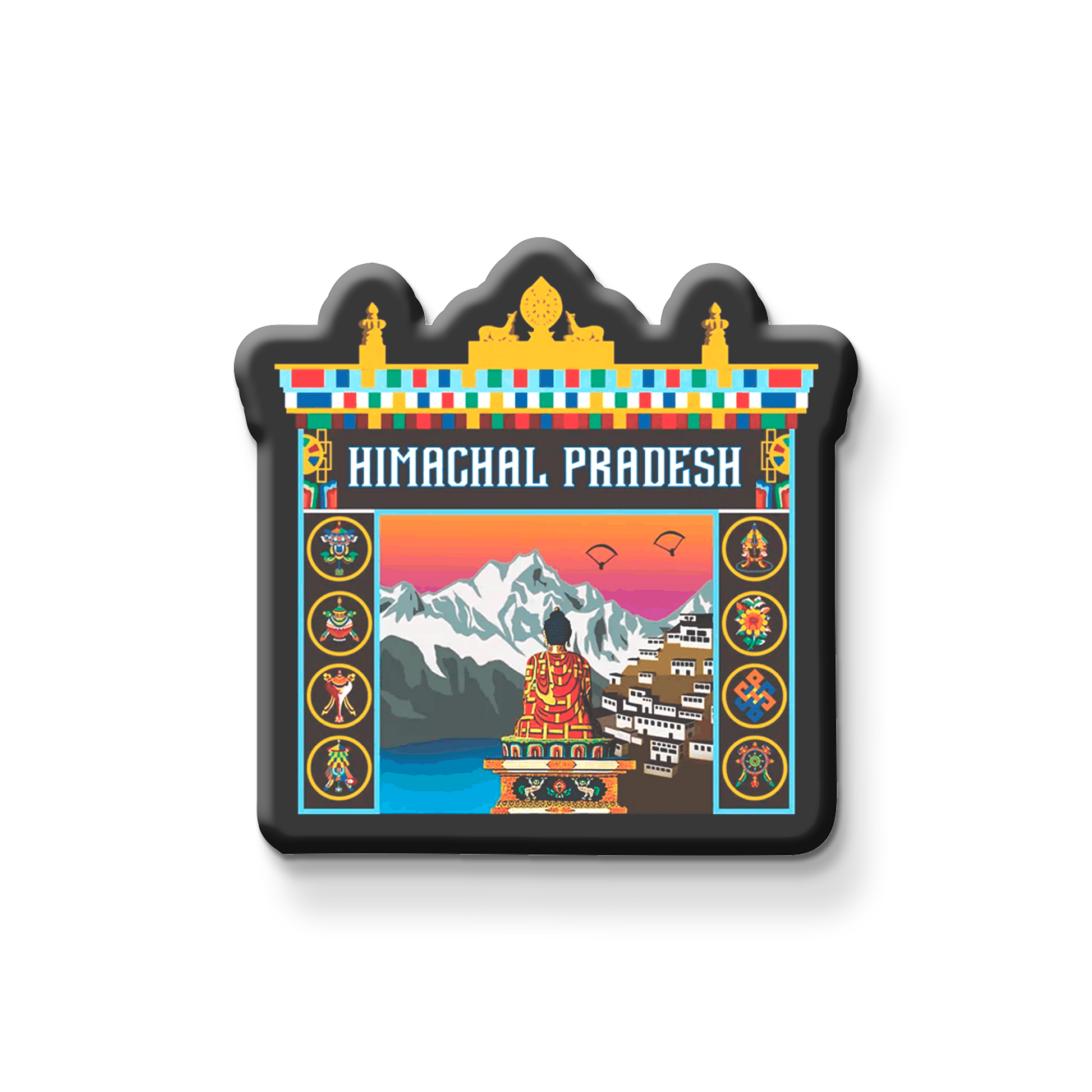 Decorative magnet with Himachal Pradesh design on a white background