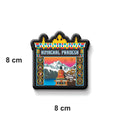Fridge magnet with 'Himachal Pradesh' design and size measurement on a white background