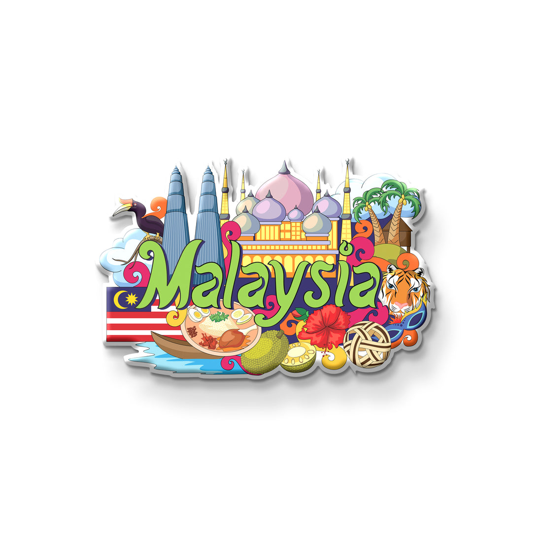 Colorful 'Malaysia' magnet on a refrigerator door