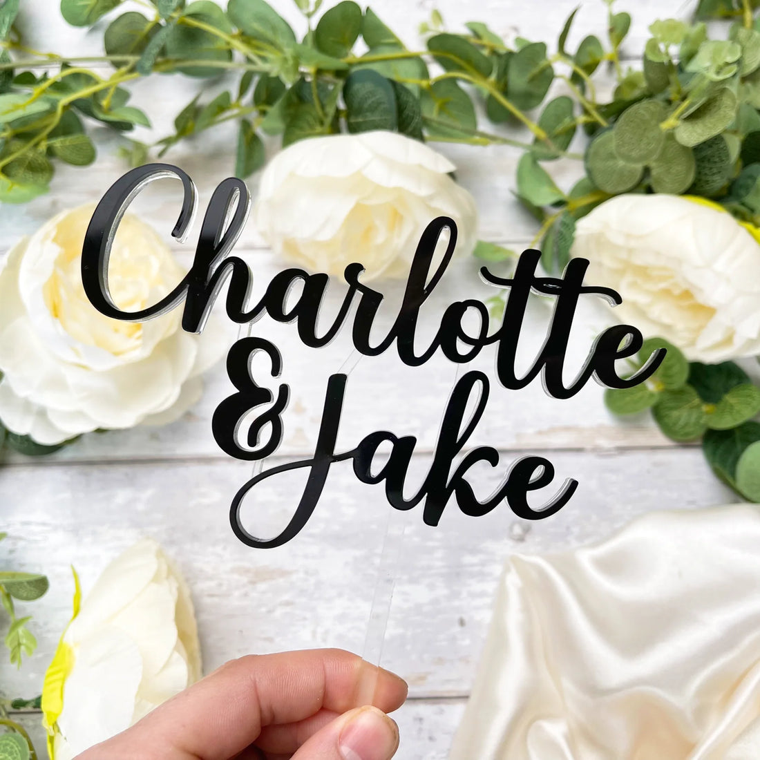 Floating Effect Wedding Cake Topper Double Layer