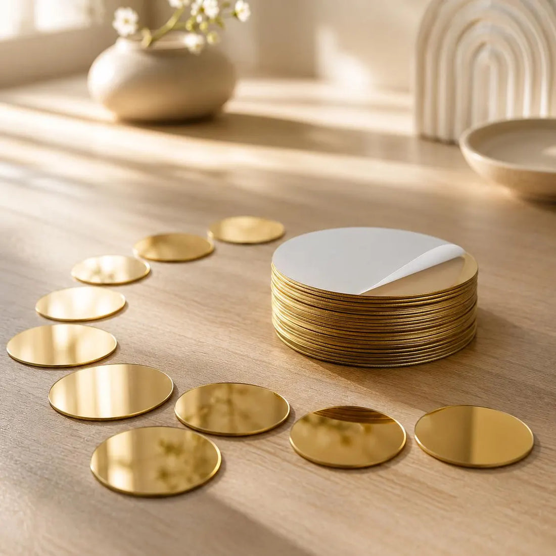 Gold Acrylic Mirror Circles – Self Adhesive Round Mirror Acrylic