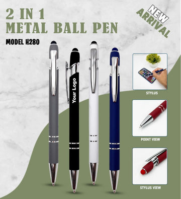 2 in 1 Metal Ball Pen | Custom Logo Stylus Corporate Pen India