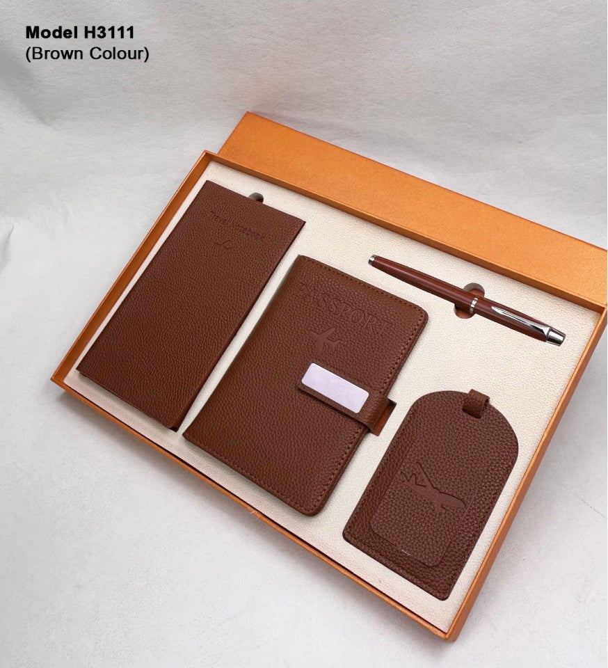 4 in 1 Gift Set – Diary + Roller Pen + Passport Holder + Luggage Tag (Model H3111)