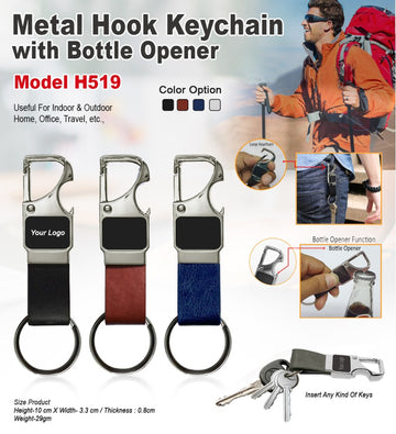 Customized Engraved Bulk Metal Hook Keychain with Opener- For Branding and Promotion