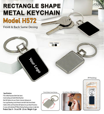 Rectangle Shape Metal Keychain | Both Side Engraving