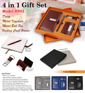 4 in 1 Gift Set H903 | Diary Metal Pen Keychain Card Holder India