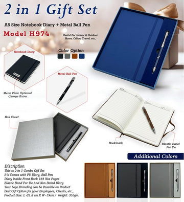 2 in 1 Diary Pen Set Premium Corporate Gift Combo India