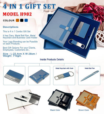 4 in 1 Gift Set H982 | Diary Metal Pen Keychain Card Holder India