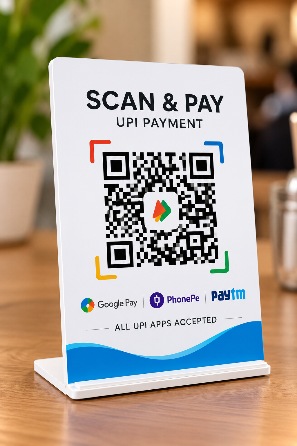 QR Code Table Stand 6x4 Inch | UPI Payment Display Stand India with Customized Printing