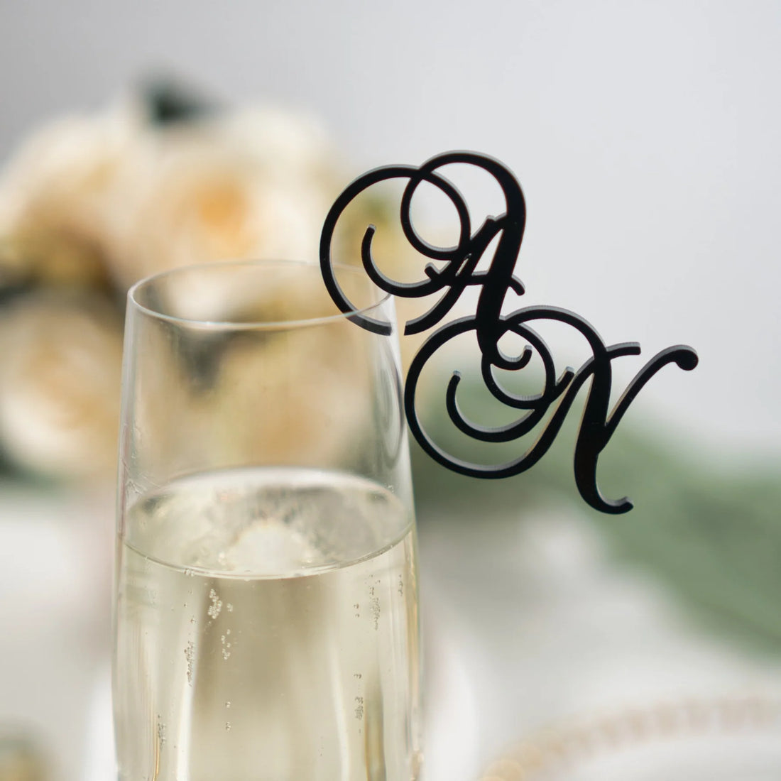 Initial Wedding Drink Toppers | Personalised Acrylic Initial Glass Toppers