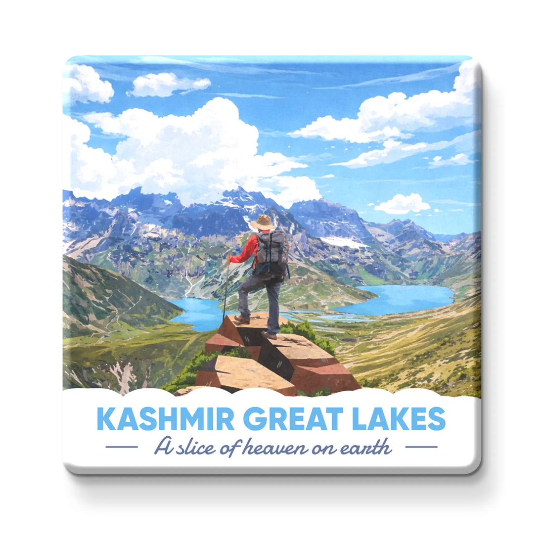 Nivaraprint Souvenir Wooden Fridge Magnet – KASHMIR GREAT LAKES Trek India