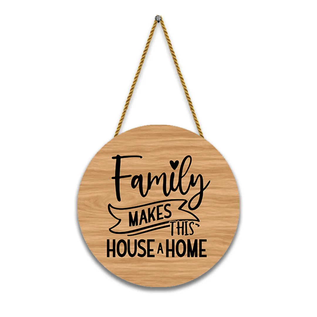 Nivaraprint Wooden Wall Hanging for Home Decoration | Family makes this House A Home