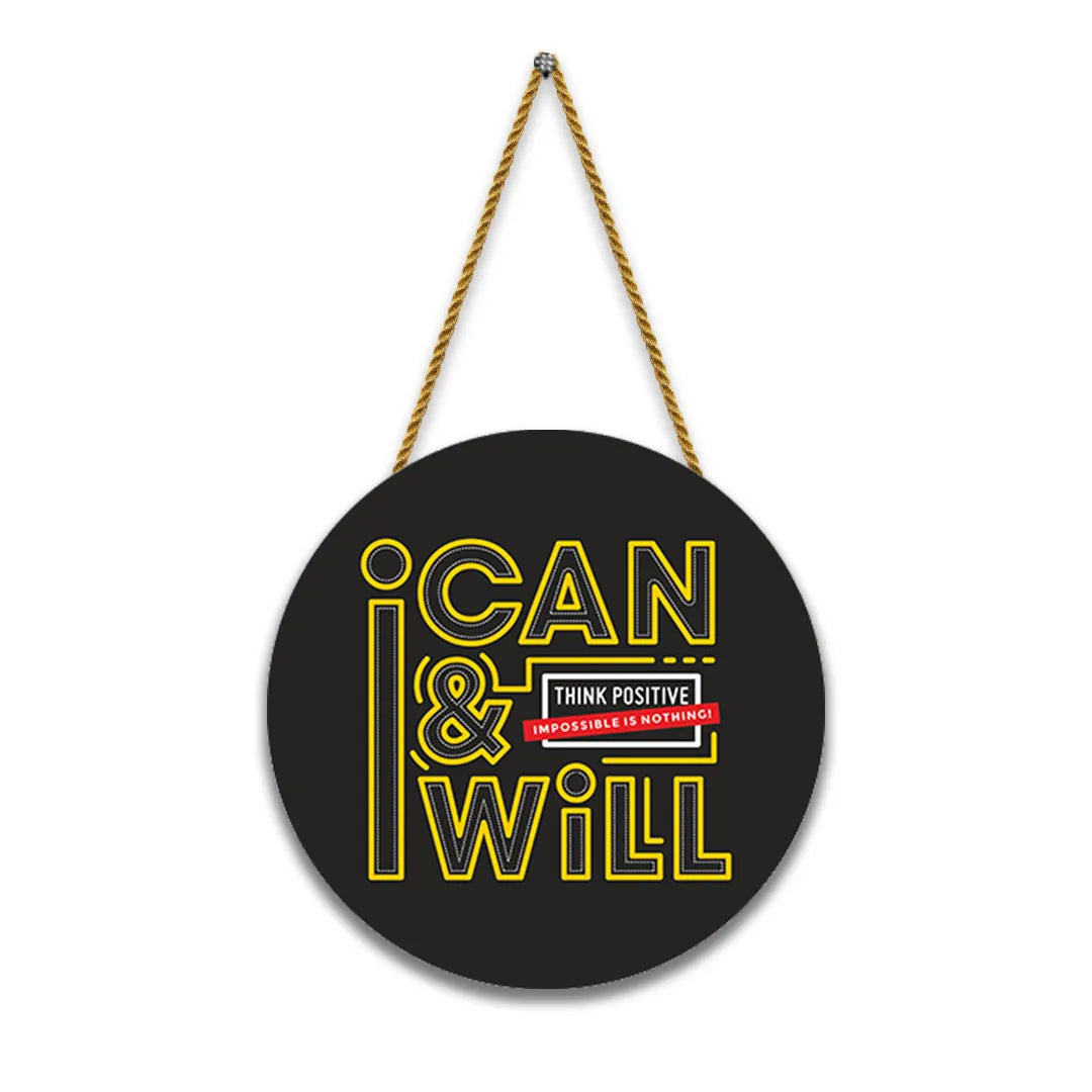 Nivaraprint Wooden Wall Hanging for Home Decoration | I CAN & I WILL