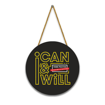 Nivaraprint Wooden Wall Hanging for Home Decoration | I CAN & I WILL