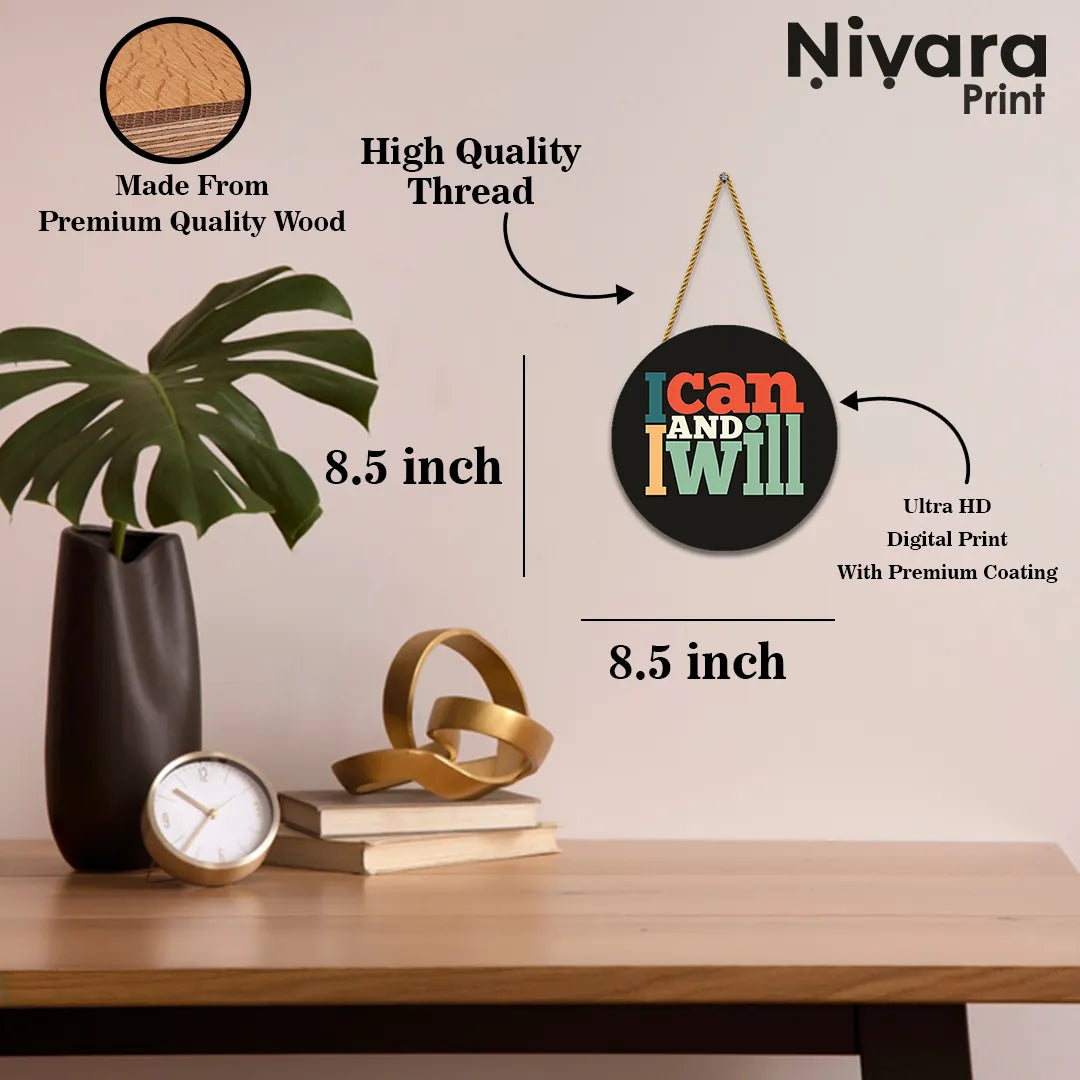 Nivaraprint Wooden Wall Hanging for Home Decoration | I CAN AND I WILL