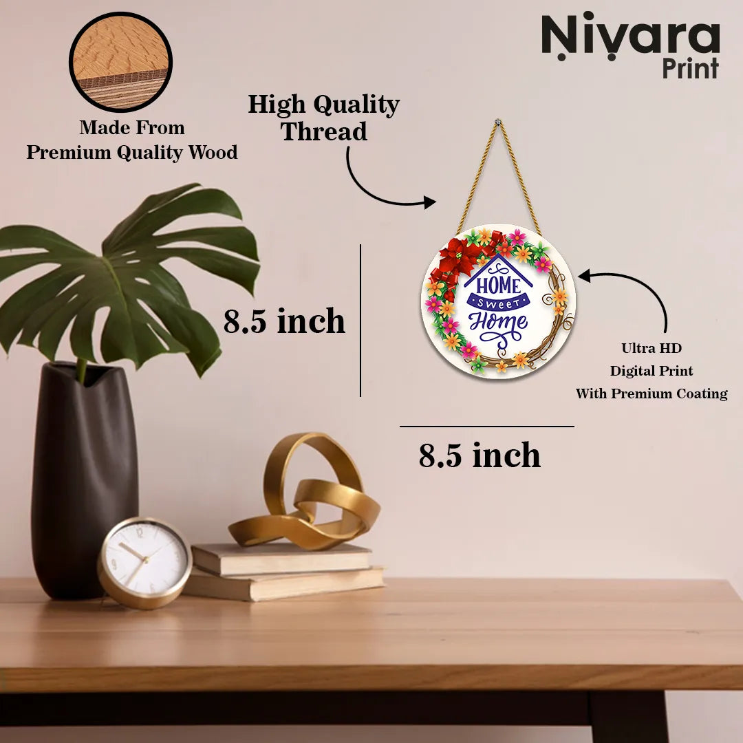 Nivaraprint Wooden Wall Hanging for Home Decoration | HOME SWEET HOME 03
