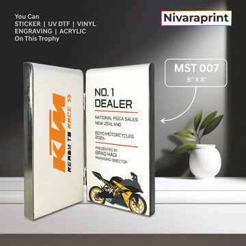 Custom Wooden Trophy Award MST 07 | Personalized UV Print Laser Engraving India