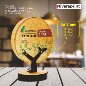 Premium Wooden Trophy MST 09 – Custom Engraved Award for Corporate & Events