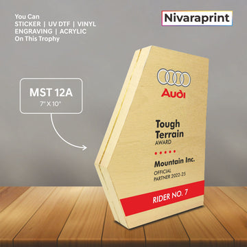 Premium Wooden Trophy MST 12A | Custom Award with UV Print & Laser Engraving