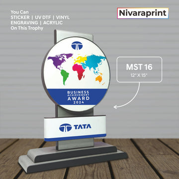 Premium Wooden Trophy MST 16 Custom Award UV Print Laser Engrave India