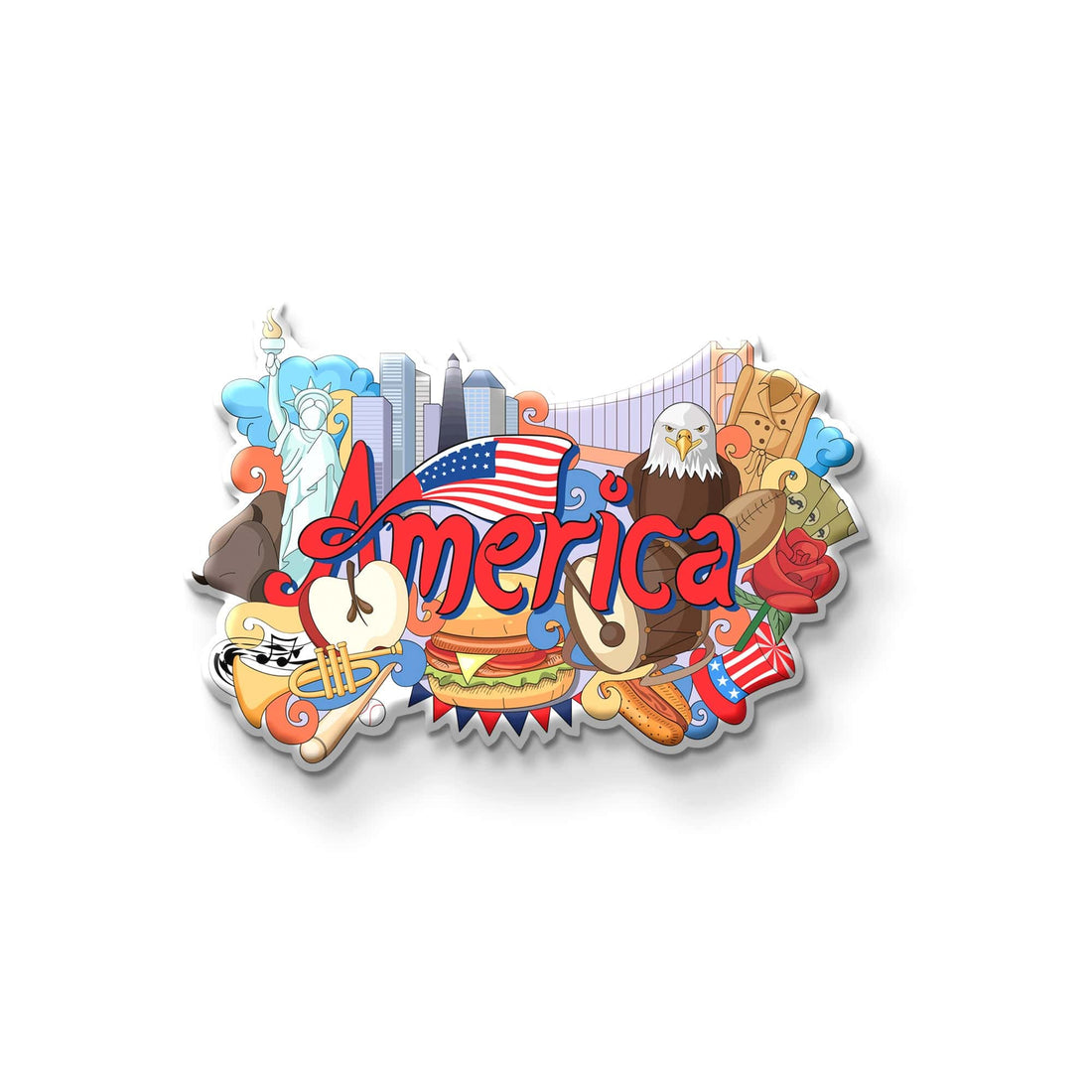 Nivaraprint Souvenir Wooden Fridge Magnet | America