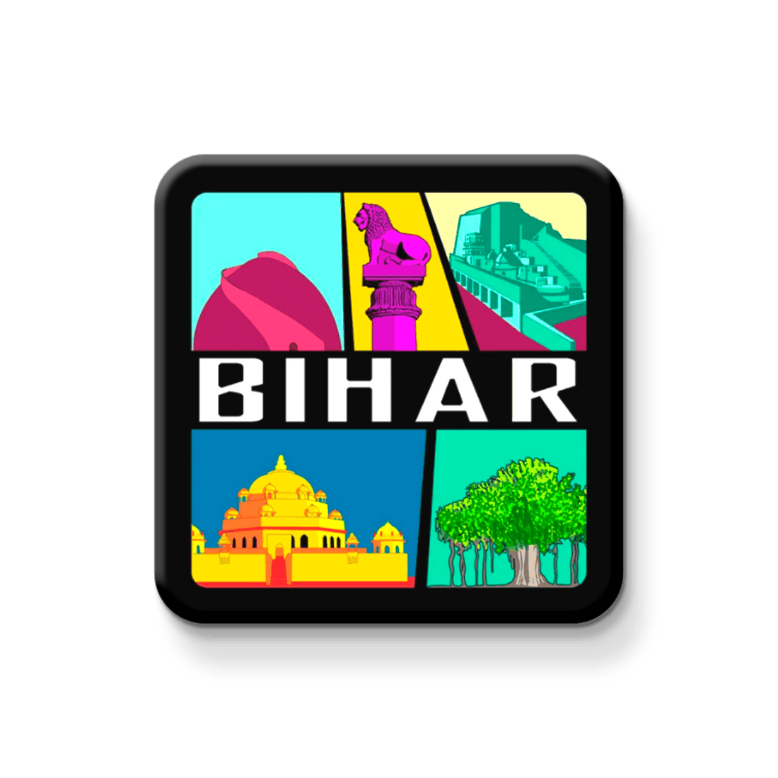 Nivaraprint Souvenir Wooden Fridge Magnet | Bihar