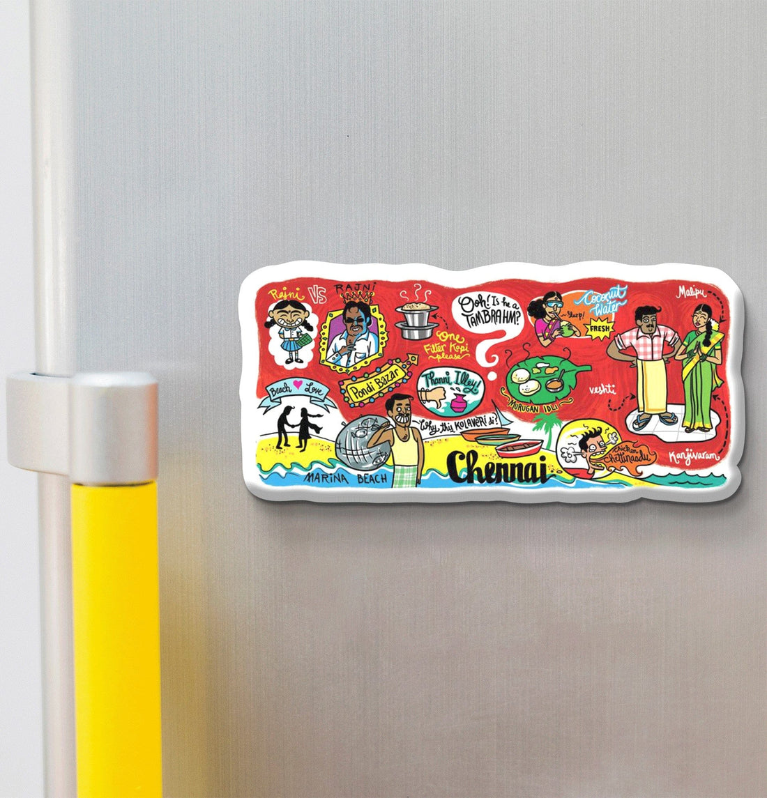 Nivaraprint Souvenir Wooden Fridge Magnet | Chennai